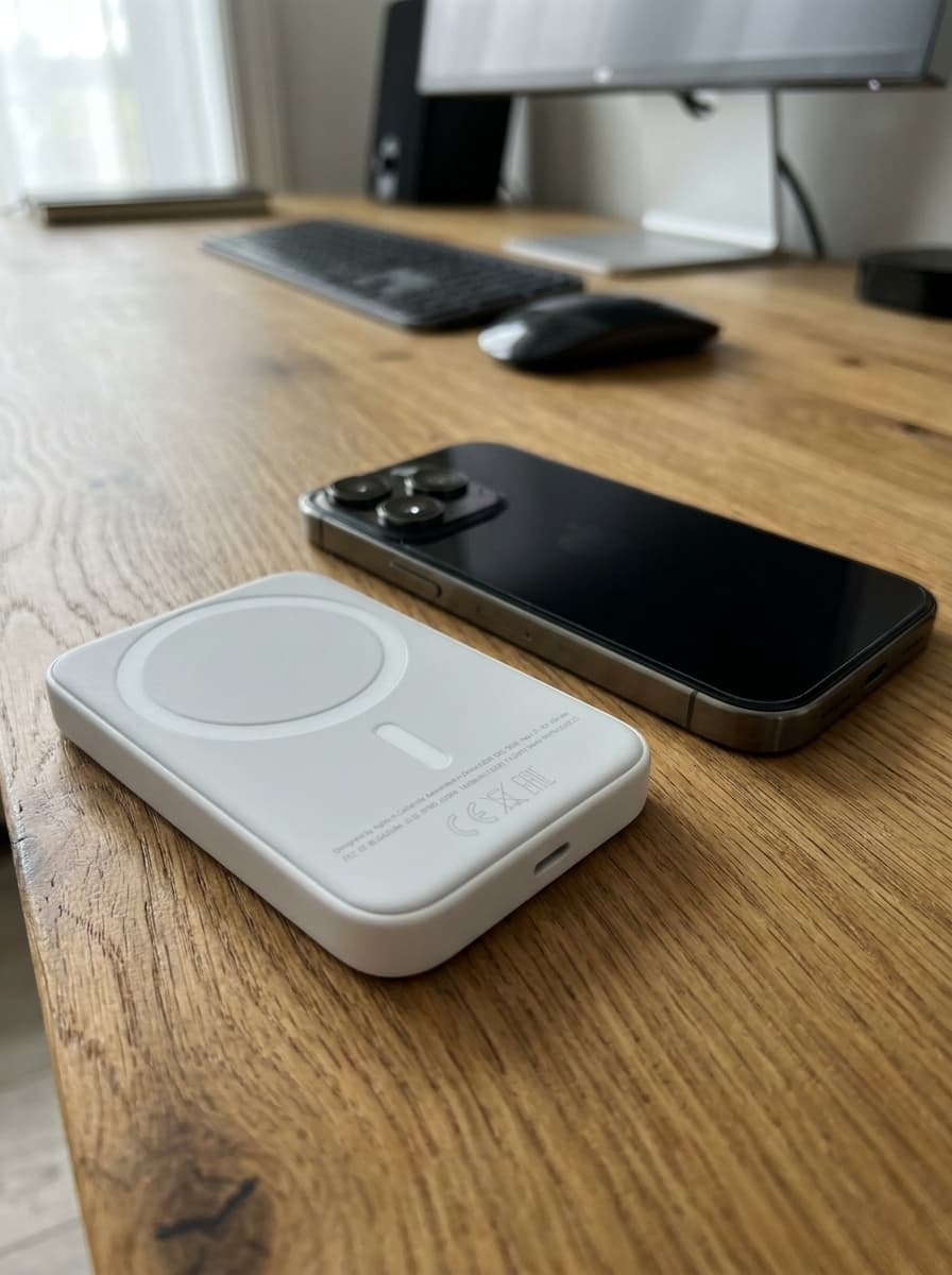 Carregador em uso na mesa de trabalho